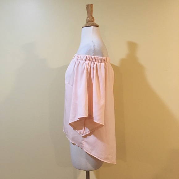 Blush Split Back High Low Off Shoulder Blouse - Picture 6 of 7